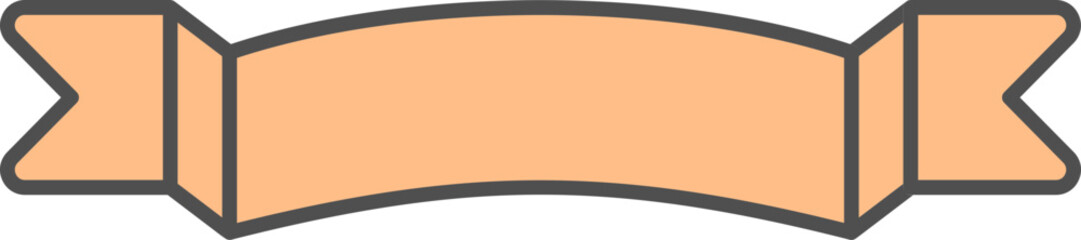 Ribbon Banner Icon In Orange Color.