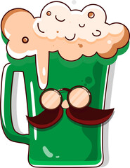 Mascot Beer Mug Doodle Vector.