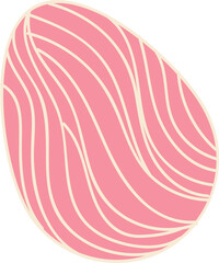 Pink Wavy Printed Egg On White Background.