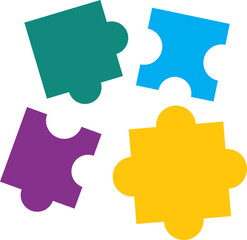 Colorful Jigsaw Puzzle Pieces On White Background.