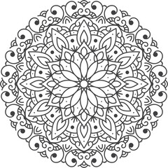 Curly Mandala Design Doodle Line Element.