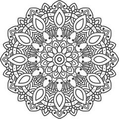 Doodle Line Art Mandala Flower Element.