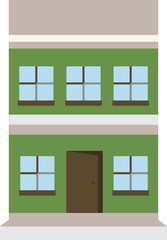 Green And Brown Illustration Of Smart Building Flat Element.