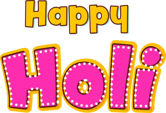 Pink And Orange Creative Abstract Happy Holi Font On White Background.