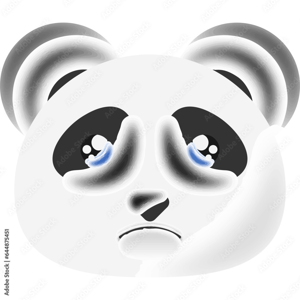 Poster Sad Panda Animal Cartoon Face Flat Element.