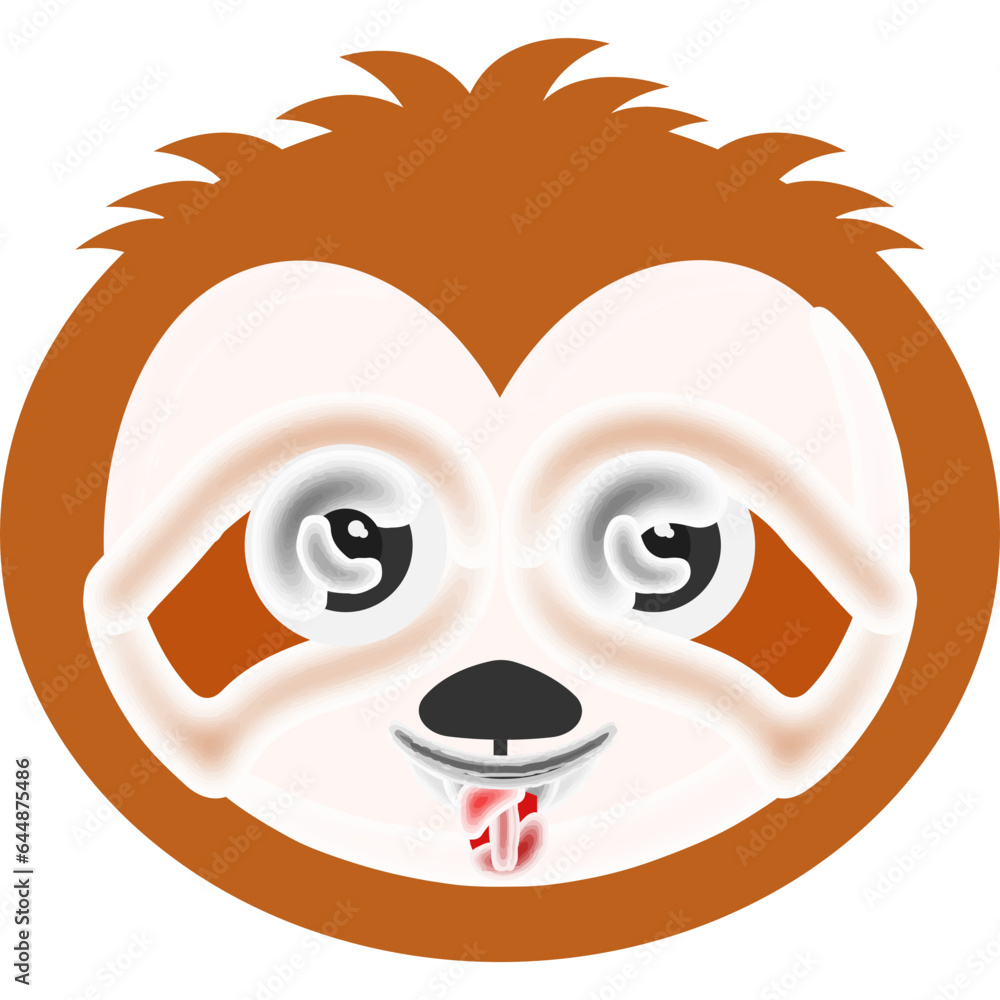 Canvas Prints tongue out cartoon sloth animal circle face white and orange icon.