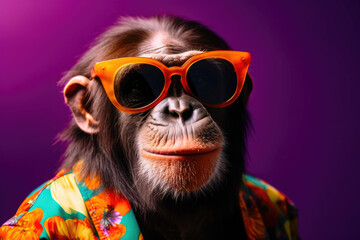 Comic Chimp Strikes a Pose in Sunglasses and Studio Lights