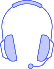 Mic Headphone Icon In Blue And White Color.