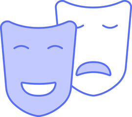 Sad And Happy Facial Mask Icon In Blue And White Color.