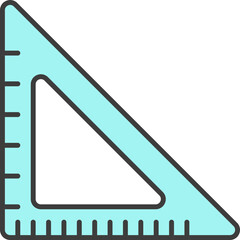 Isolated Triangle Ruler Icon In Turquoise Color.