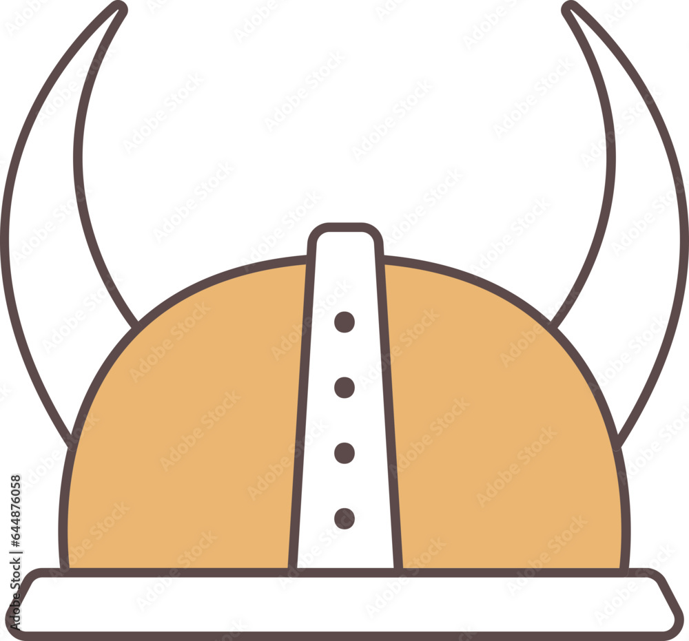 Poster Isolated Viking Helmet Icon In Brown And White Color.