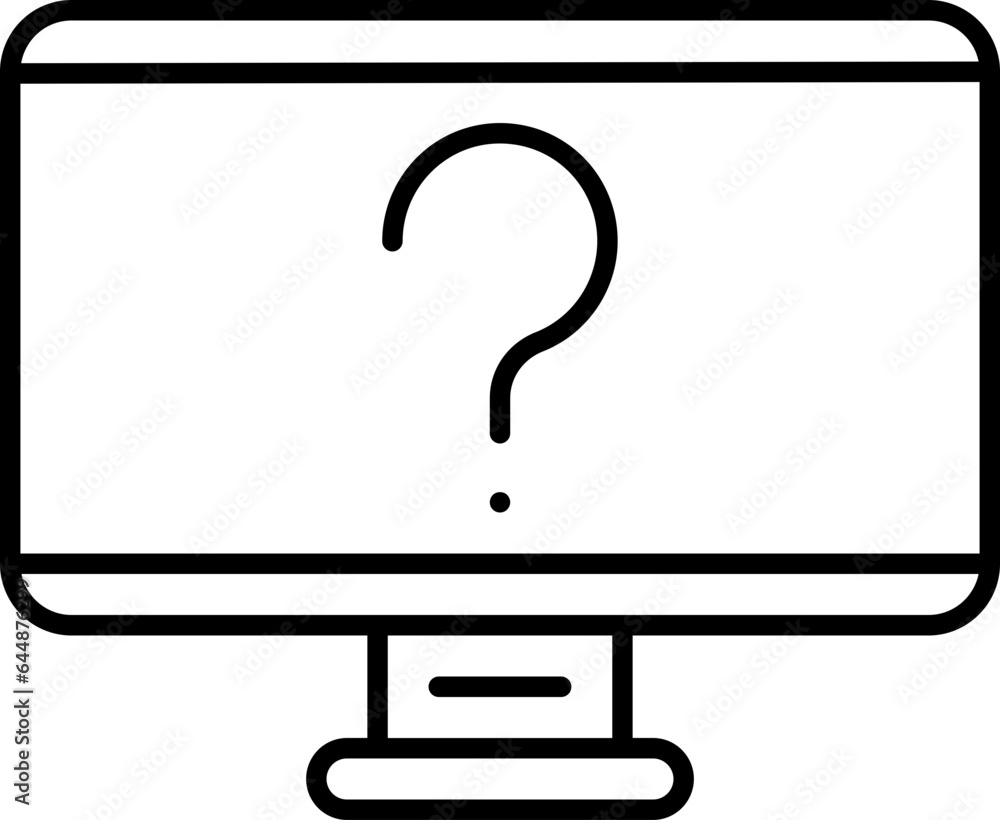 Poster linear style question mark in monitor screen icon.