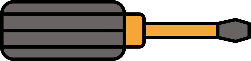 Screwdriver Icon In Gray And Orange Color.