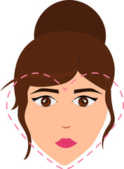 Brown Hair Bun Smart Young Girl With Heart Face Icon.