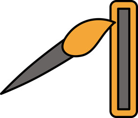 Coloring Brush Icon In Orange And Gray Color.