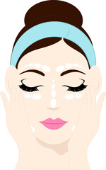 Blue Hair Band Wear Female Scrubbing Her Face Flat Icon.