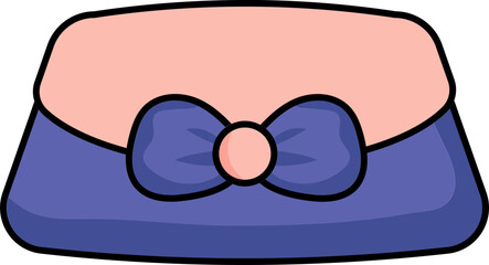 Female Bow Wallet Icon In Pink And Navy Blue Color.