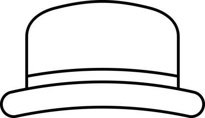 Isolated Bowler Hat Icon In Black Outline.