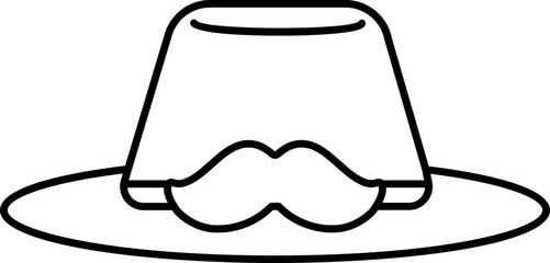 Isolated Fedora Hat Icon in Thin Line Art.