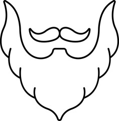 Black Line Art Mustache With Beard Icon in Black Outline.