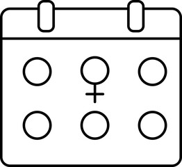 Female Gender Symbol Calendar Icon In Black Linear Style.