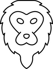 Illustration Of Lion Face Black Thin Line Art.