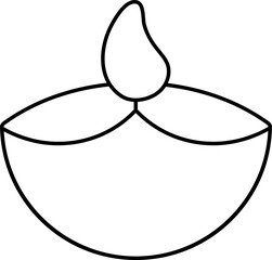 Isolated Burning Oil Lamp(Diya) Black Line Art Icon.