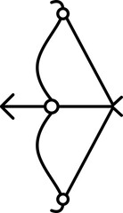 Aiming Arrow With Bow Black Outline Icon.