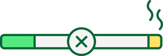 No Smoking Icon Or Symbol In Green And Yellow Color.