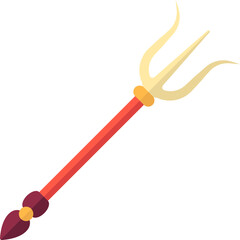 Flat Style Trident Red And Yellow Icon.