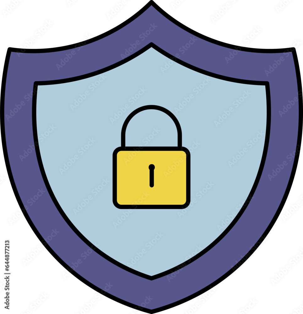 Poster Colorful Shield Lock Icon In Flat Style.