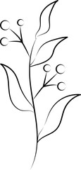 Berry With Leaves Stem Icon In Linear Style.