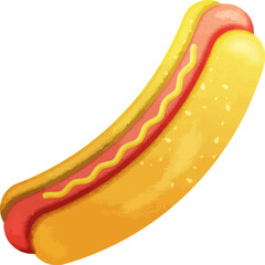 Isolated Realistic Hotdog Flat Vector.