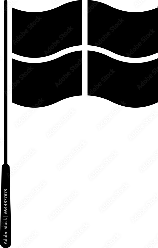 Poster isolated checkered flag pole icon in b&w color.