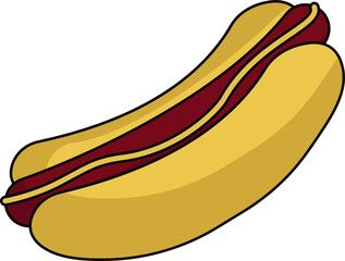 Isolated Hot Dog Dish Icon In Red And Yellow Color.