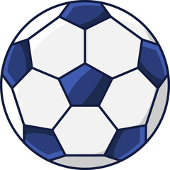 Isolated Soccer Ball Flat Icon In Blue And White Color.