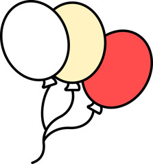 Flat Illustration Of Tri Color Balloons Fly Icon.