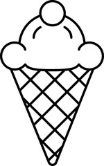 Ice Cream Cone Icon In Black Linear Art.