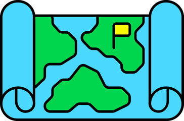 Map Blueprint Icon In Green And Blue Color.