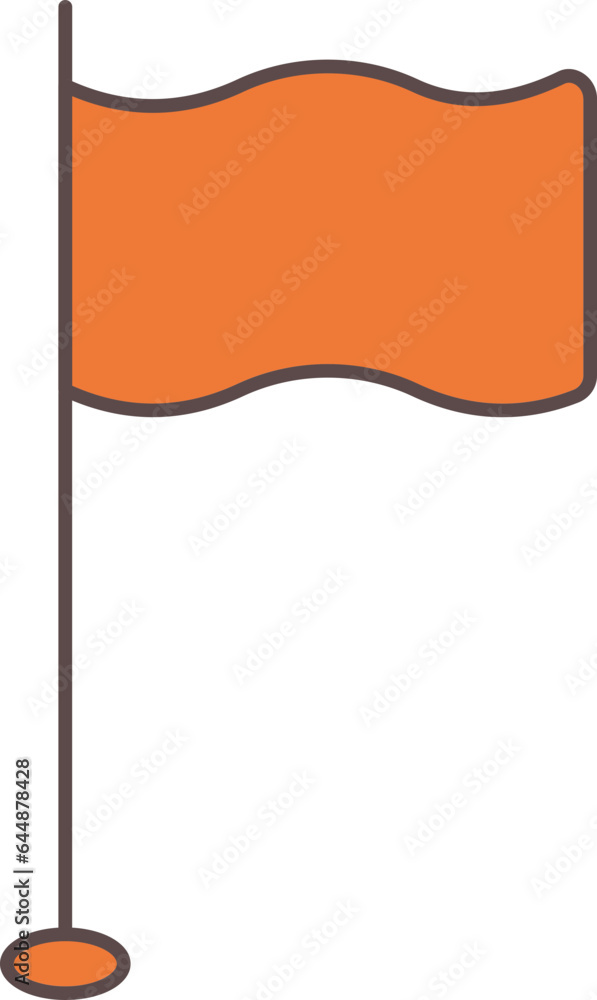 Poster isolated waving flag icon in orange color.