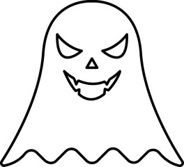 Fly Creepy Ghost Cartoon Icon In Linear Style.