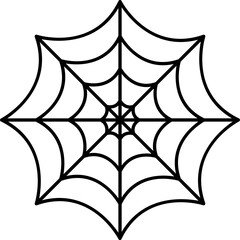 Isolated Spiderweb Icon In Black Outline.