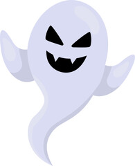 Flat Style Cute Ghost Cartoon Character Icon.
