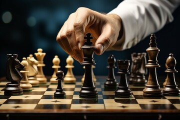 The word Chess on a piece glides as a hand makes its move