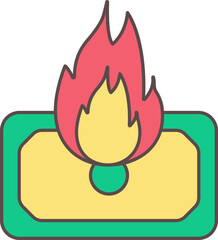 Burning Money Colorful Icon Or Symbol.