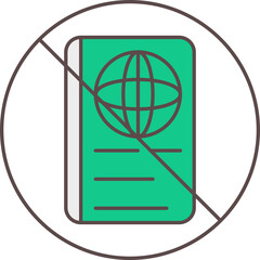 Flat Style No Passport Icon In Green Color.