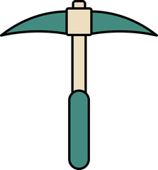 Isolated Pickaxe Icon In Brown And Teal Green Color.