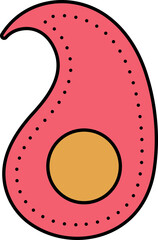 Red Paisley Icon In Flat Style.