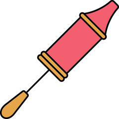 Red And Orange Water Gun (Pichkari) Flat Icon.