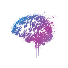 Human brain of colorful paint illustration